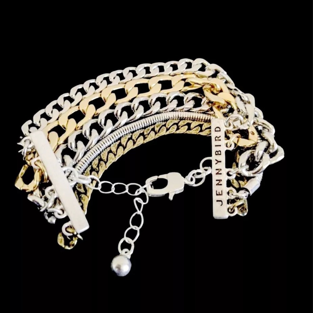 NEW Jenny Bird Austin Cuff Mixed Metal Layered Chain Bracelet MSRP $135